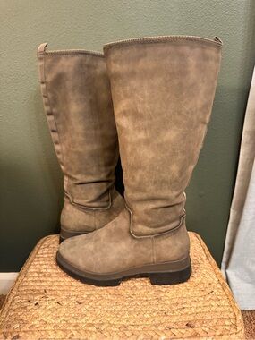 SOUL Naturalizer Tall Moto Boots in Taupe